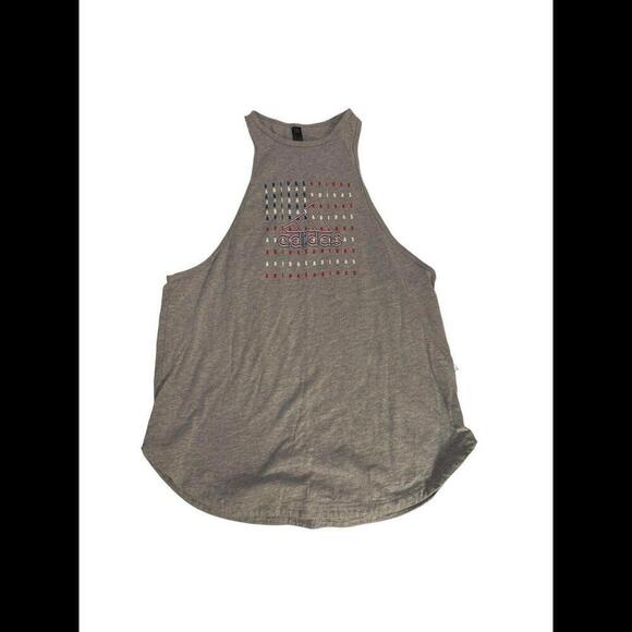 Gray Adidas Red White Blue Logo Tank Top M - Picture 1 of 3